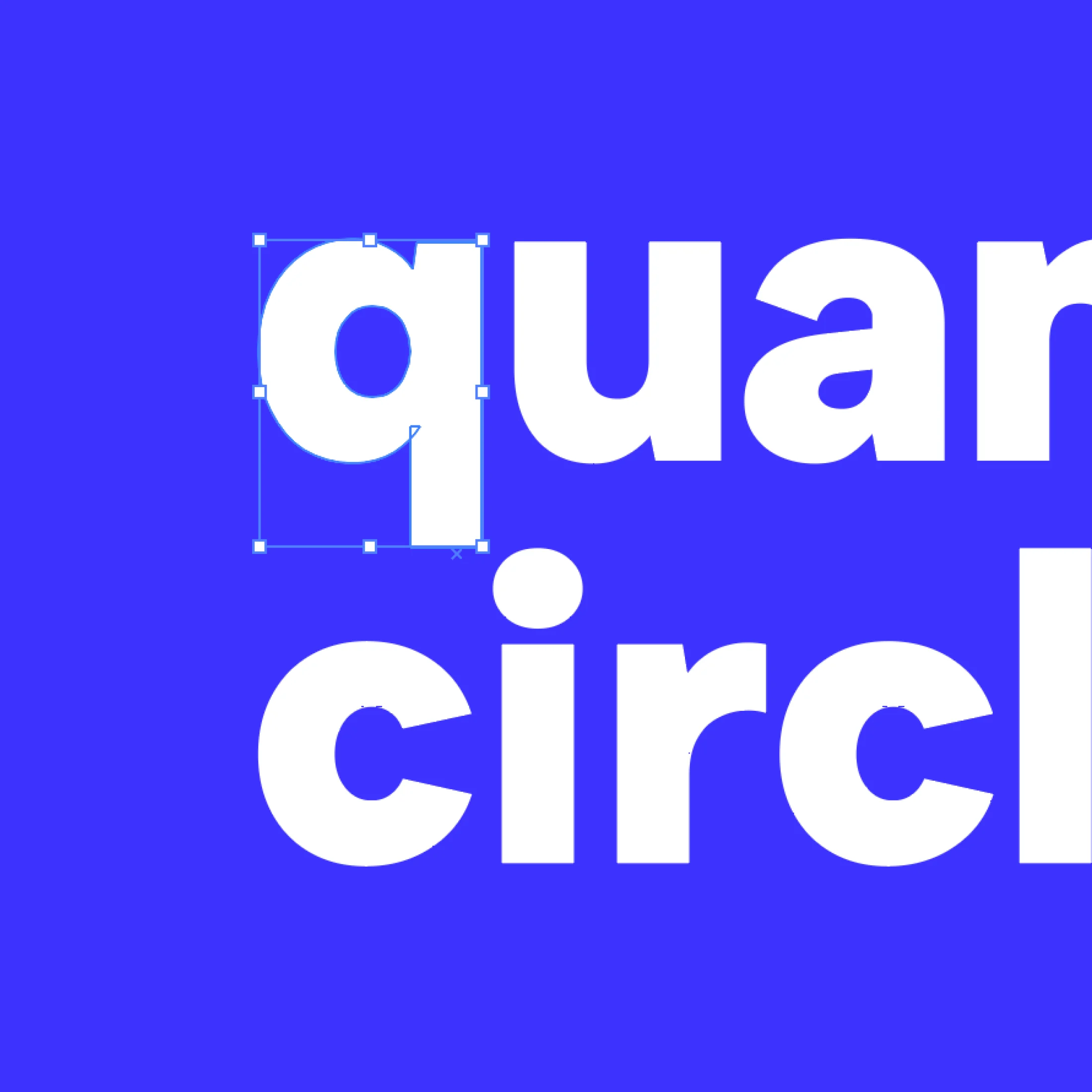 Het woordmerk van Quantum Circle in wit op blauw, in ontwerp.