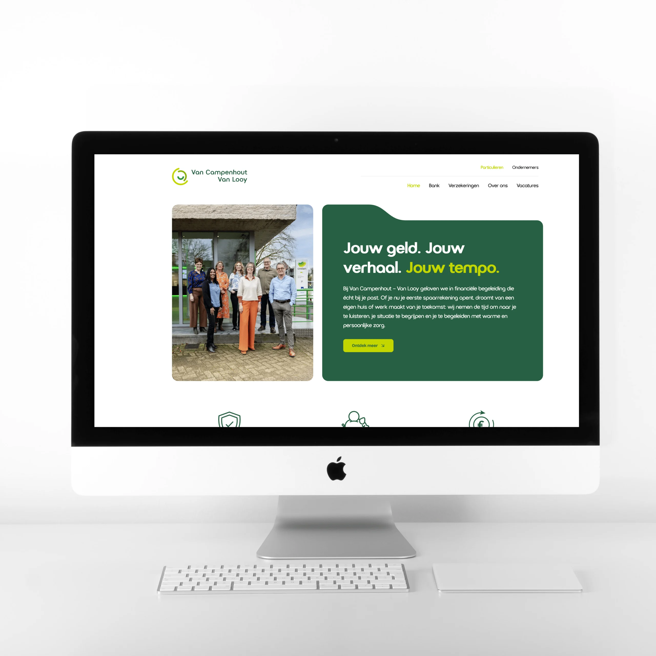 De nieuwe website van Van Campenhout-Van Looy op een computerscherm.